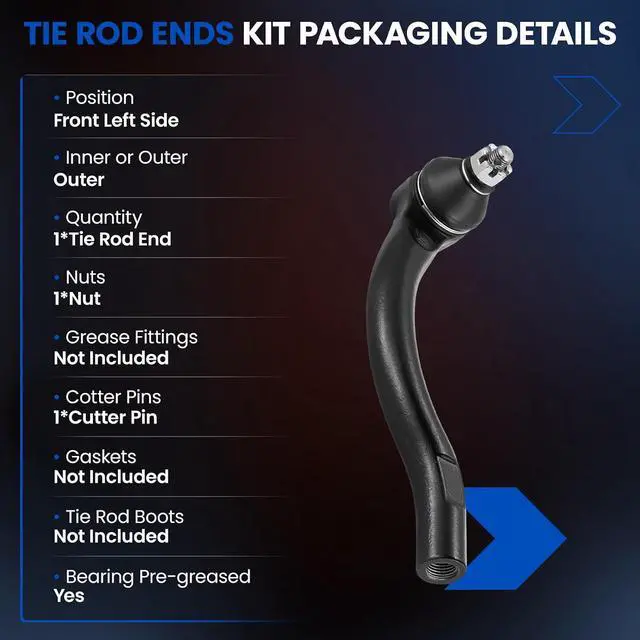 Alt view image 3 of 7 - 1PCS ES80288 Front Left Driver Side Outer Tie Rod End Compatible with Honda 2003-2007 Accord,Compatible with Acura 2004-2008 TSX,53560SDAA01