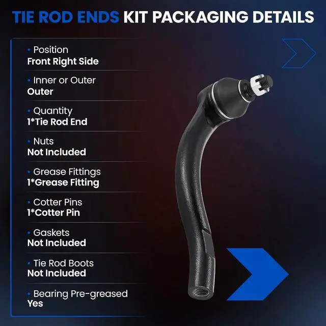 Alt view image 3 of 7 - 1PCS ES800373 Front Outer Tie Rod End Compatible with Honda Civic 2006-2011, 53540SNAA02 53540SNEA01 53540SNEA02