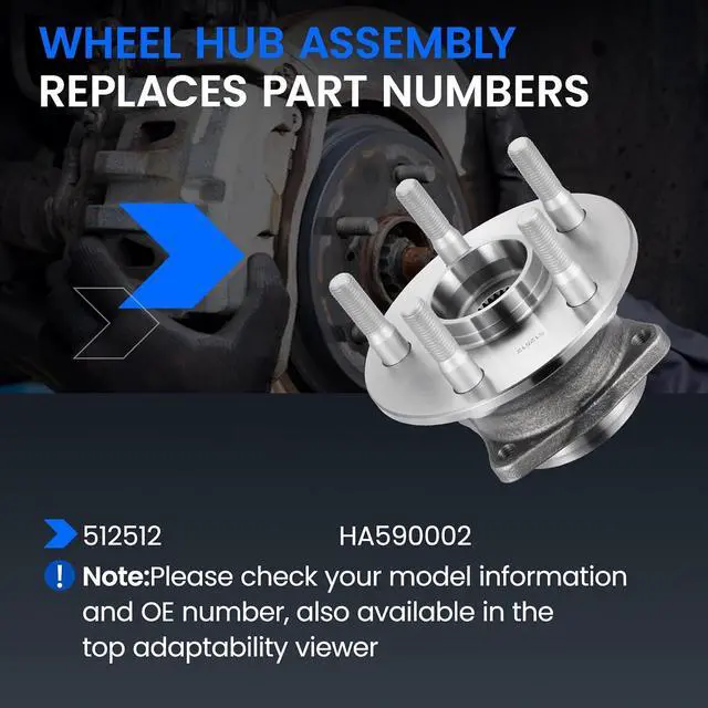 Alt view image 5 of 7 - 512512 Rear Wheel Bearing and Hub Assembly Fits for AWD Models, 2PCS | Compatible with Pontiac Vibe 2003-2006 1.8L L4, Compatible with Toyota Matrix 2003-2006 1.8L L4