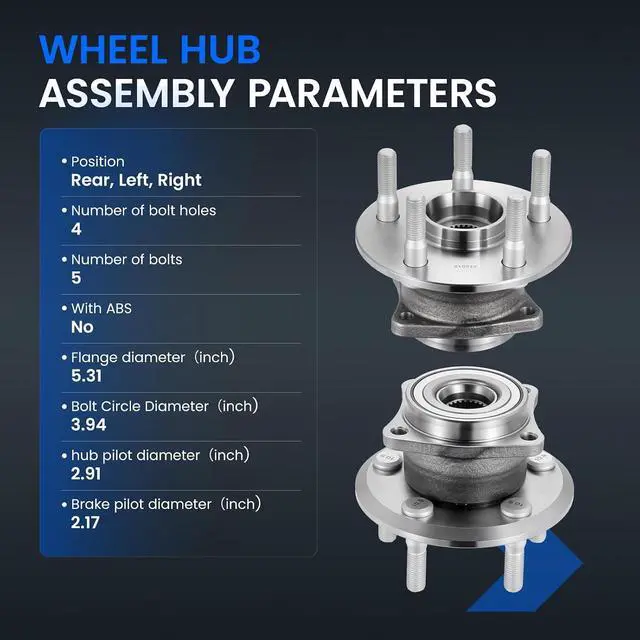 Alt view image 4 of 7 - 512512 Rear Wheel Bearing and Hub Assembly Fits for AWD Models, 2PCS | Compatible with Pontiac Vibe 2003-2006 1.8L L4, Compatible with Toyota Matrix 2003-2006 1.8L L4