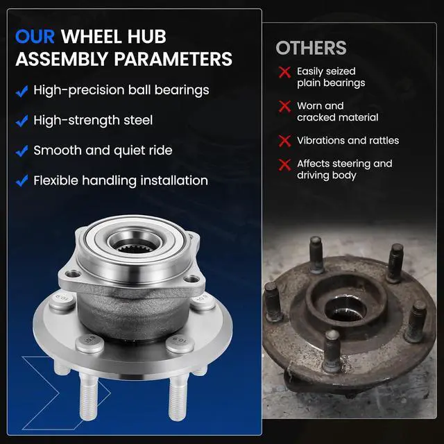 Alt view image 6 of 7 - 512512 Rear Wheel Bearing and Hub Assembly Fits for AWD Models, 2PCS | Compatible with Pontiac Vibe 2003-2006 1.8L L4, Compatible with Toyota Matrix 2003-2006 1.8L L4