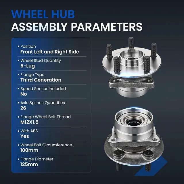 Alt view image 3 of 7 - 513265 Front Wheel Bearing Hub Assembly 5-Lug 2PCS for Toyota Prius | Compatible with Toyota Prius 2004-2009