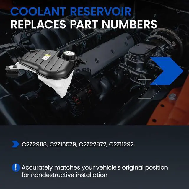 Alt view image 3 of 7 - C2Z29118 Engine Coolant Reservoir Tank for Jaguar XF 2010-2015 | Fits Jaguar XF 2010-2015 2.0/3.0/5.0L; OE C2Z15579/C2Z22872/C2Z11292; 2.05L, 29PSI cap, with sensor; Direct replacement