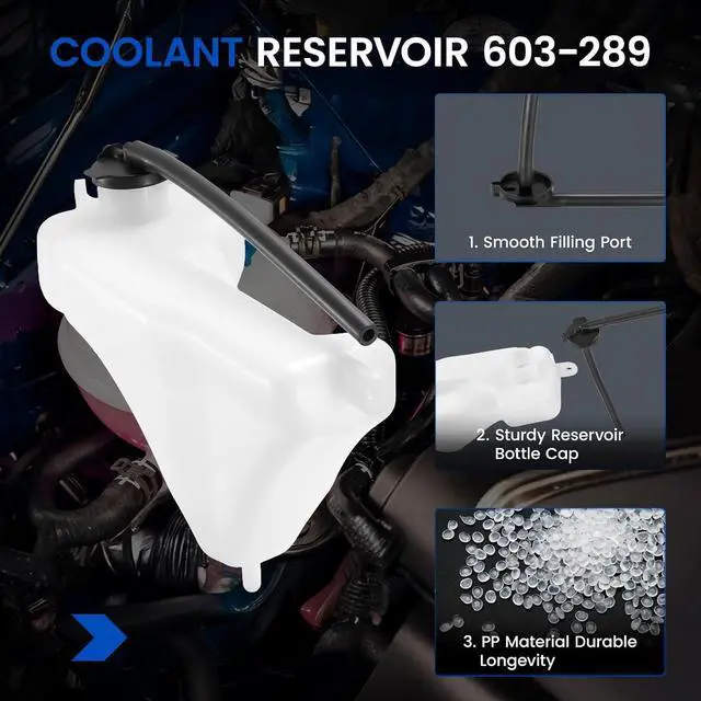 Alt view image 2 of 7 - 603-289 Engine Coolant Overflow Tank for Toyota Highlander 08-13 | Fits Toyota Highlander 2008-2013 2.7/3.3/3.5L; OE 164700P060; 0.65L, non-pressurized; Durable HDPE; Direct replacement