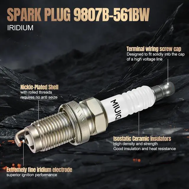 Alt view image 2 of 7 - Set of 4 Iridium Spark Plugs 9807B-561BW Compatible with 2002-2006 RSX 2003-2007 Accord 2006-2011 Civic 2002-2009 CR-V 2003-2011 Element 2.0L 2.4L L4 Replacement for IZFR6K-11S 5266 Spark Plug