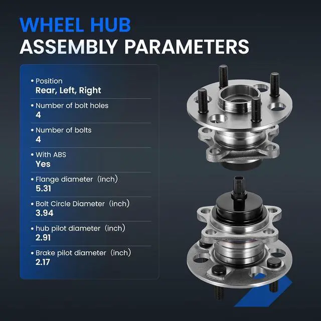 Alt view image 4 of 7 - 512370 Rear Wheel Bearing and Hub Assembly Compatible with Scion iQ 2013, Compatible with Toyota Prius C 2012-2019 1.5, for Yaris 2006-2014 1.5L L4, 2 PCS
