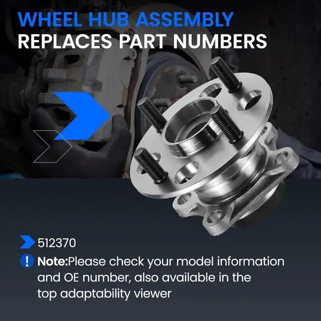 Alt view image 5 of 7 - 512370 Rear Wheel Bearing and Hub Assembly Compatible with Scion iQ 2013, Compatible with Toyota Prius C 2012-2019 1.5, for Yaris 2006-2014 1.5L L4, 2 PCS