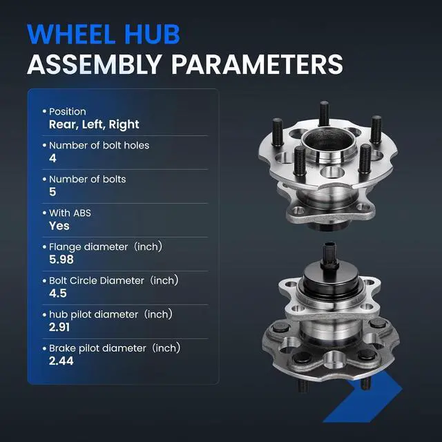 Alt view image 4 of 7 - 512509 Rear Wheel Bearing and Hub Assembly Compatible with Toyota Mirai 2016-2020, Compatible with Toyota Prius V 2012-2018 1.8L L4, 2 PCS