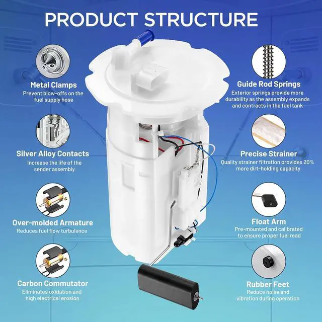 Alt view image 2 of 7 - E8502M Fuel Pump Module Assembly for Nissan Sentra 2002-2006 | L4 1.8L/ L4 2.5L, Replaces 170408U000, SP4014M, P76487M, FG0501
