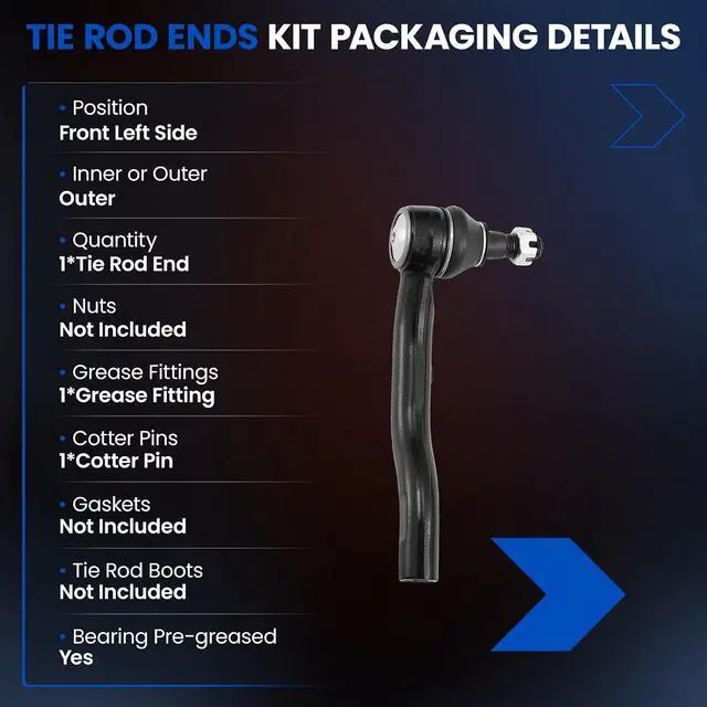 Alt view image 3 of 7 - 1PCS ES800048 Front Outer Tie Rod End Compatible with Nissan 2005-2012 Pathfinder, 2005-2015 Xterra, 2005-2019 Frontier,48520EA025