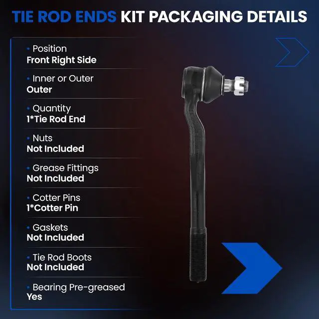Alt view image 3 of 7 - 1PCS ES3547 Front Outer Tie Rod End Compatible with Toyota 4Runner 1996-2002,4504639335
