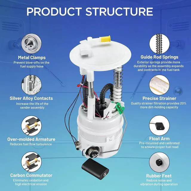 Alt view image 2 of 7 - E8854M Fuel Pump Module Assembly for Nissan Rogue 2008-2013 L4 2.5L | Compatible with Nissan Rogue Select 2014-2015 L4 2.5L, GAS, Replaces 17040JM00A FG1148