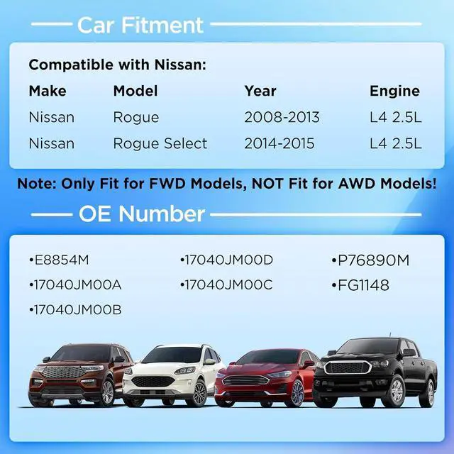 Alt view image 5 of 7 - E8854M Fuel Pump Module Assembly for Nissan Rogue 2008-2013 L4 2.5L | Compatible with Nissan Rogue Select 2014-2015 L4 2.5L, GAS, Replaces 17040JM00A FG1148