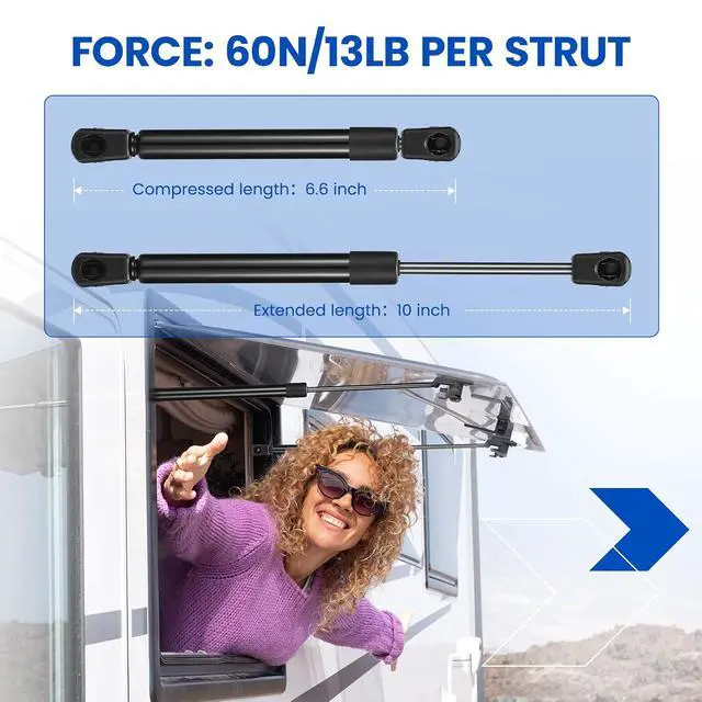 Alt view image 2 of 7 - C16-03213 10" Gas Strut Shock,13Lbs/58N Lift Support,10 inch Gas Spring Shocks Prop Lift for Cabinet Door Truck Tool Toy Box Lid Replacement, 2-Piece Set (C1603213)