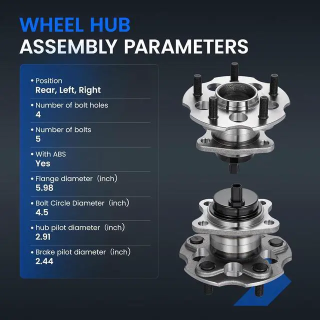 Alt view image 4 of 7 - 512509 Rear Wheel Bearing and Hub Assembly Compatible with Toyota Mirai 2016-2020, Compatible with Toyota Prius V 2012-2018 1.8L L4, 1 PCS