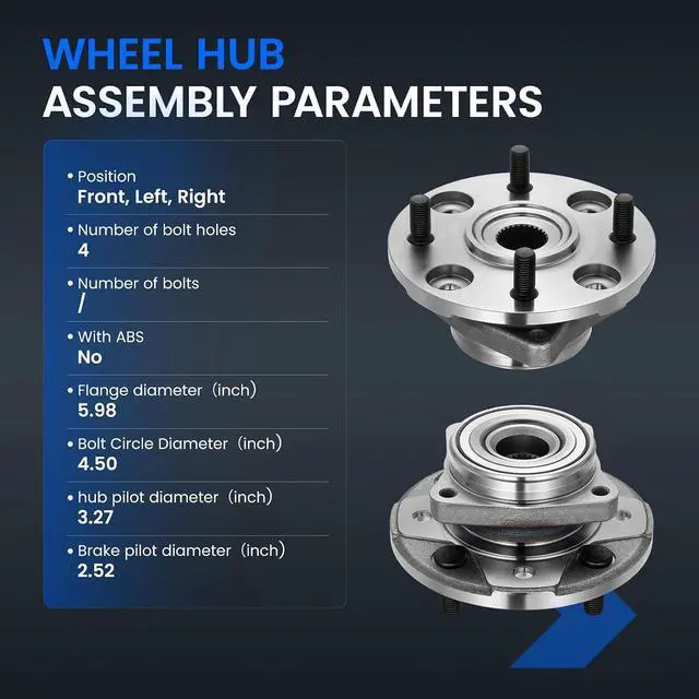 Alt view image 4 of 7 - 950-003 Front Wheel Bearing and Hub Assembly Compatible with Honda Accord 1990-1997 2.2L L4, Compatible with Acura CL 1997 2.2L L4, Gas, 1 PCS