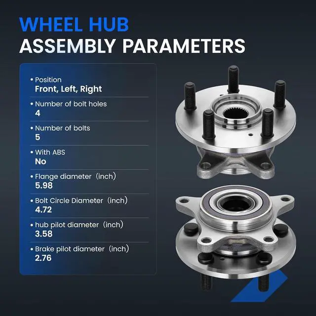 Alt view image 4 of 7 - 513421 Front Wheel Bearing and Hub Assembly Compatible with Honda Civic 2017-2021 2.0L L4 Gas, 2 PCS