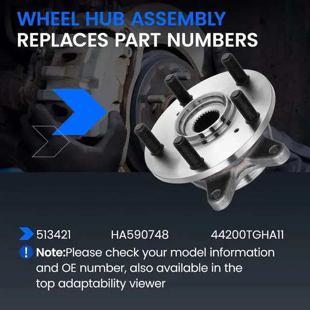 Alt view image 5 of 7 - 513421 Front Wheel Bearing and Hub Assembly Compatible with Honda Civic 2017-2021 2.0L L4 Gas, 2 PCS