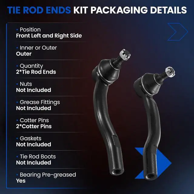 Alt view image 3 of 7 - 2PCS ES80602 ES80603 Front Outer Tie Rod Ends Kit Compatible with Lexus 2004-2006 ES330 ES350,Compatible with Toyota 2004-2011 Camry, 2005-2012 Avalon Solara