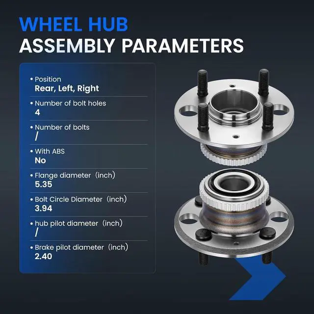 Alt view image 4 of 7 - 512034 Rear Wheel Bearing and Hub Assembly Compatible with Honda Civic 1992-1995 1.6L, Compatible with Acura Integra 1994-1997 1.8L, Gas, 2 PCS