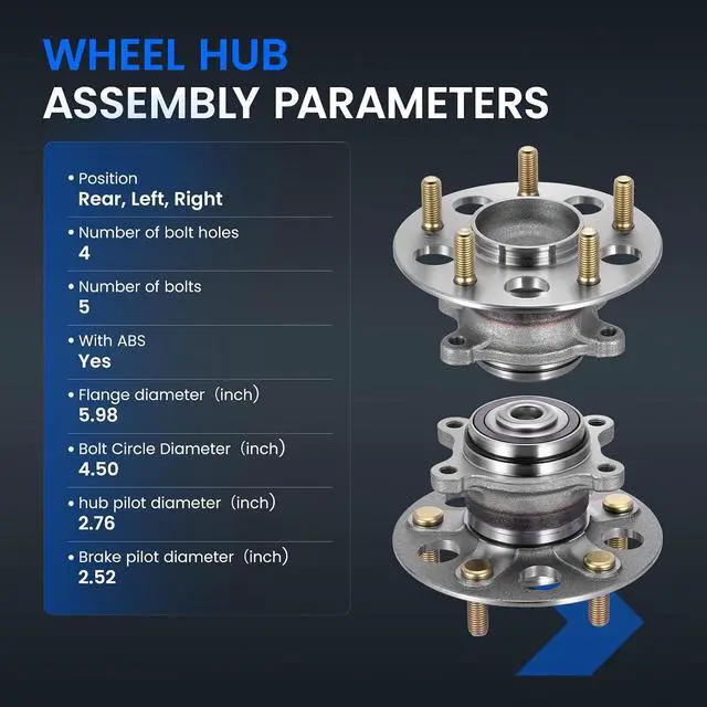 Alt view image 4 of 7 - 512322 Rear Wheel Bearing and Hub Assembly Compatible with Honda Civic 2006-2011 1.3L 1.8L L4, 2 PCS