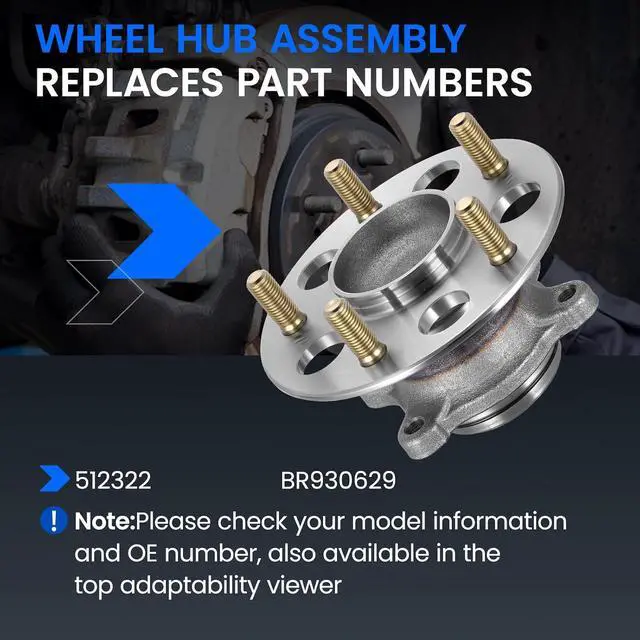 Alt view image 5 of 7 - 512322 Rear Wheel Bearing and Hub Assembly Compatible with Honda Civic 2006-2011 1.3L 1.8L L4, 2 PCS