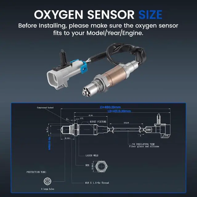 Alt view image 3 of 6 - Up & Downstream O2 Sensor for Chevy Silverado Tahoe Suburban, for GMC Sierra Yukon, Escalade, Rainier, 5.3L V8, 15284 2573005 12587785 13786 Oxygen Sensor Replacement, 1PCS