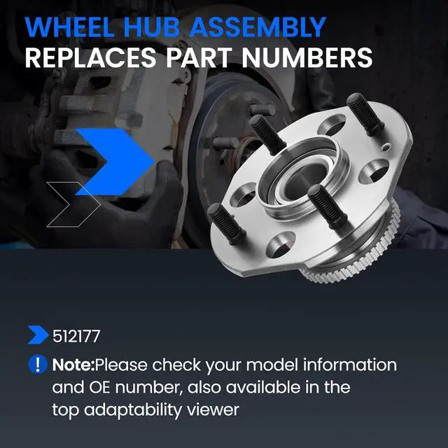Alt view image 5 of 7 - 512177 Rear Wheel Bearing and Hub Assembly Compatible with Honda Accord 1998-2002 2.3L L4, Gas, 2 PCS