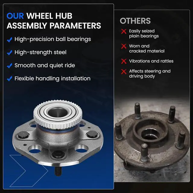 Alt view image 6 of 7 - 512177 Rear Wheel Bearing and Hub Assembly Compatible with Honda Accord 1998-2002 2.3L L4, Gas, 2 PCS