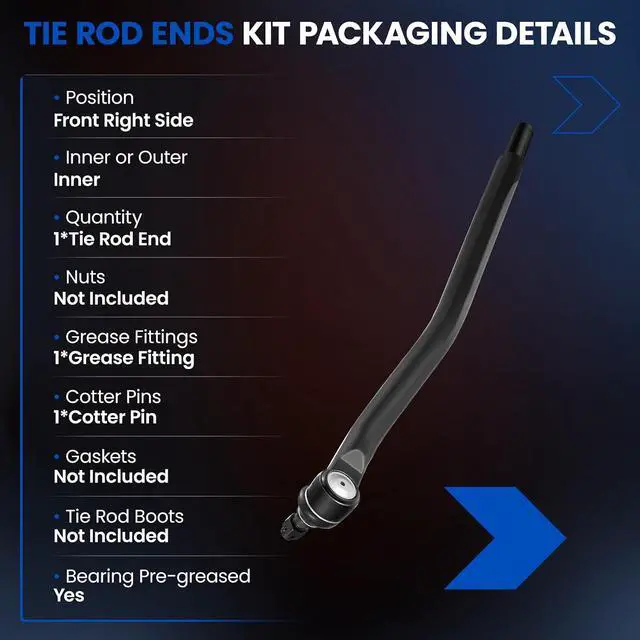 Alt view image 3 of 7 - 1PCS DS1438 Front Inner Tie Rod End Compatible with Ford Excursion 2000-2005, F250 F350 F450 F550 Super Duty 1999-2004,F81Z3304AA F81A3304BB F81A3B407BA