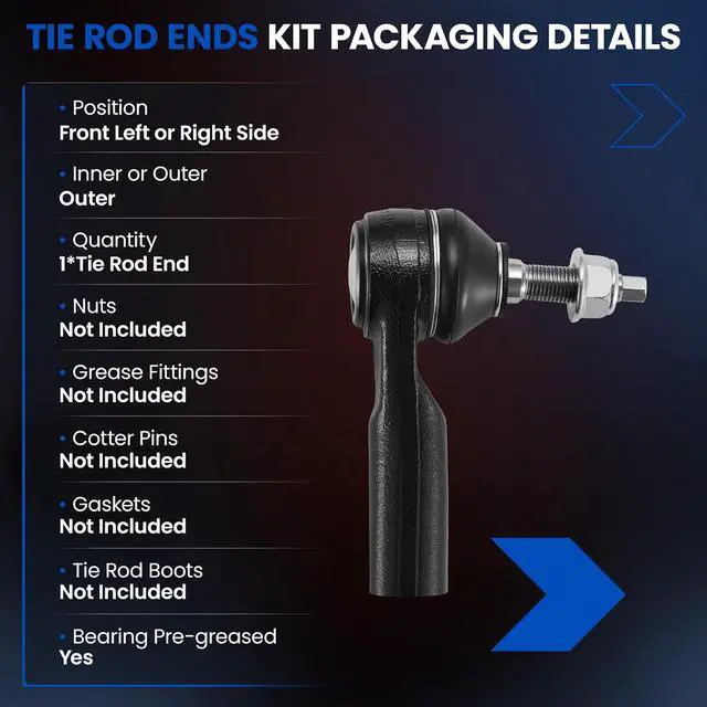 Alt view image 3 of 7 - 1PCS ES80805 Front Outer Tie Rod End Compatible with Ford Mustang 2005-2014, 4R3Z3A130AB DR3Z3A130A DR3Z3A130AA
