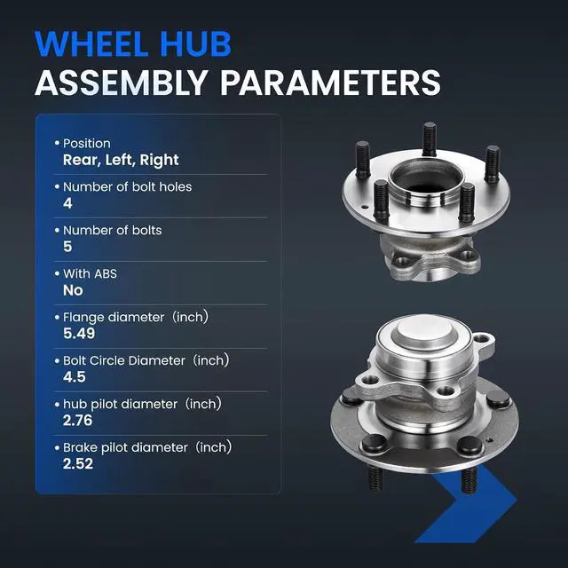 Alt view image 4 of 7 - 512570 Rear Wheel Bearing and Hub Assembly Compatible with Honda Civic 2016-2021 1.5L 2.0L, for Insight 2019-2022 1.5L, 2 PCS
