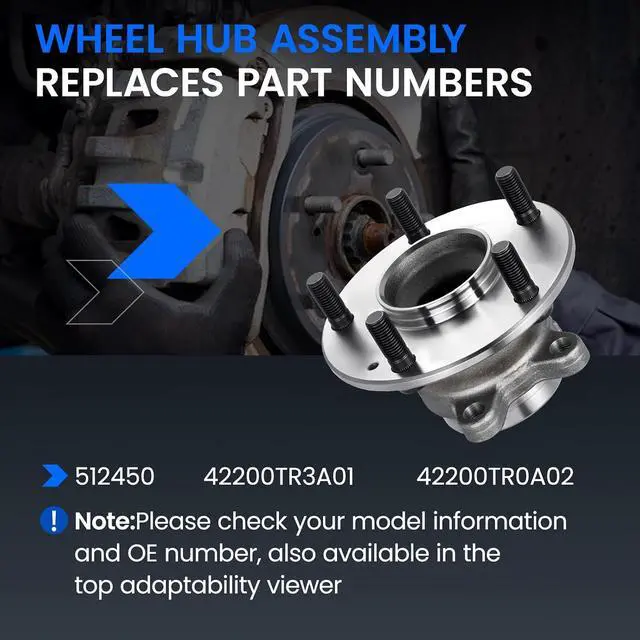 Alt view image 5 of 7 - 512570 Rear Wheel Bearing and Hub Assembly Compatible with Honda Civic 2016-2021 1.5L 2.0L, for Insight 2019-2022 1.5L, 2 PCS