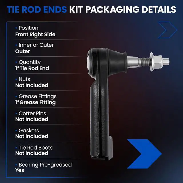 Alt view image 3 of 7 - 1PCS ES800514 Front Right Passenger Side Outer Tie Rod End Compatible with Lincoln Navigator 2007-2021, Compatible with Ford 2007-2021 Expedition, 2009-2020 F150