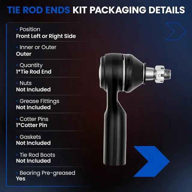 Alt view image 3 of 7 - 1PCS ES3631 Front Outer Tie Rod End Compatible with Mercury 2005-2009 Mariner,Compatible with Mazda 2001-2009 Tribute, Fit for Ford 2001-2009 Escape,5L843289AALR 5L8Z3A130AA 8L8Z3A130A