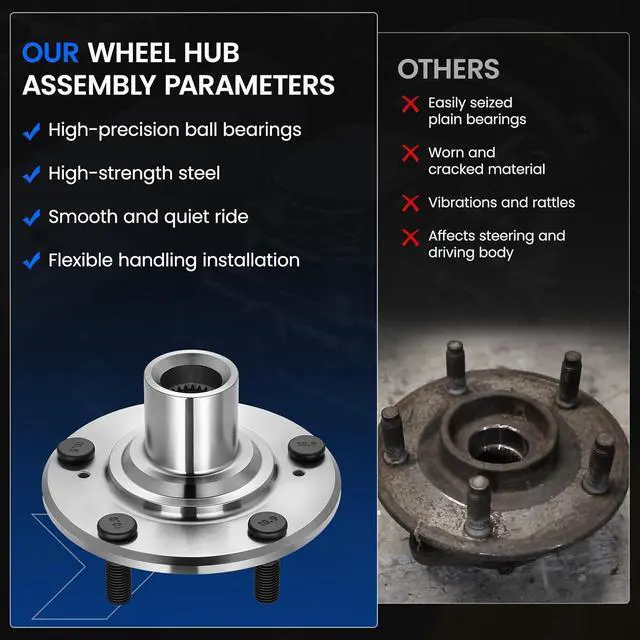Alt view image 6 of 7 - 44600-TR0-A00 Front Wheel Bearing and Hub Assembly Compatible with Honda Civic 2012-2015 1.5L 1.8L L4, 2 PCS
