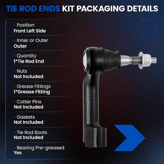 Alt view image 3 of 7 - 1PCS ES800515 Front Left Driver Side Outer Tie Rod End Compatible with Lincoln Navigator 2007-2021, Compatible with Ford 2007-2021 Expedition, 2009-2020 F150