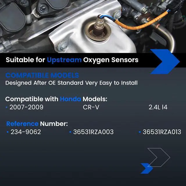 Alt view image 2 of 7 - Upstream O2 Sensor for Honda CR-V 2007 2008 2009 2.4L L4, 36531RZA003 234-9062 36531RZA013 Oxygen Sensor Replacement, 1PCS