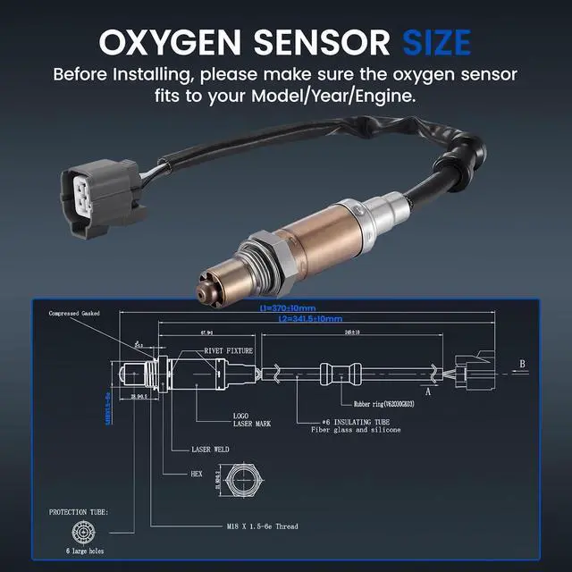 Alt view image 3 of 6 - Up & Downstream O2 Sensor for Honda Civic 03-05, Civic 99-00, CR-V 02-06, Element 03-11; for Acura EL 99-00, L4, 36531P5P014, 13371,13513, 13979 Oxygen Sensor Replacement, 1PCS