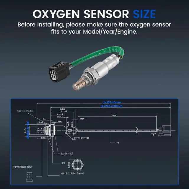 Alt view image 3 of 6 - Downstream O2 Sensor for Honda Accord 2008-2012, for Acura TSX 2009-2014, L4 2.4L, 234-4462 36532R40A01 Oxygen Sensor Replacement, 1PCS