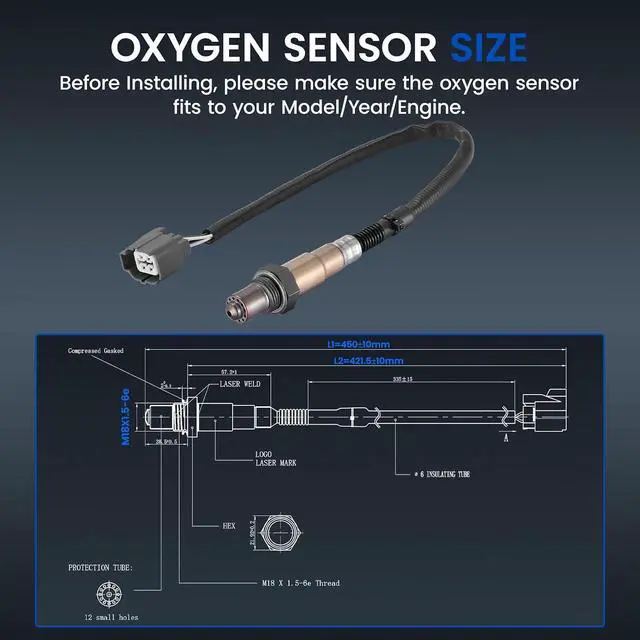 Alt view image 3 of 7 - Downstream O2 Sensor for Honda Civic/EL 2001-2005 1.7L L4, 36532PLRA01 36532PLRA11 13534 Oxygen Sensor Replacement, 1PCS