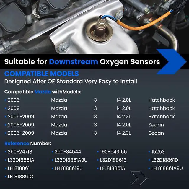 Alt view image 2 of 7 - Oxygen O2 Sensor 250-24718 Downstream Compatible with Mazda 3 2006-2009 2.0L 2.3L L4 Oxygen Sensor for 350-34544,L32D18861B, 1PCS