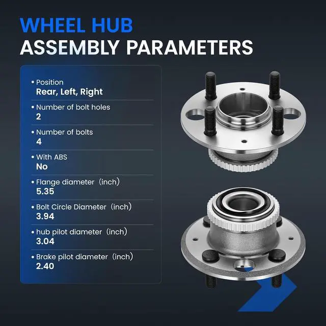 Alt view image 4 of 7 - 513105 Rear Wheel Bearing and Hub Assembly Compatible with Honda Civic 1992-2000 1.6L, Compatible with Acura Integra 1990-2001 1.8L, FWD, 2 PCS