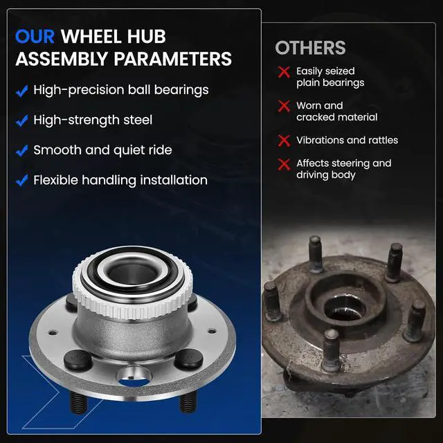 Alt view image 6 of 7 - 513105 Rear Wheel Bearing and Hub Assembly Compatible with Honda Civic 1992-2000 1.6L, Compatible with Acura Integra 1990-2001 1.8L, FWD, 2 PCS