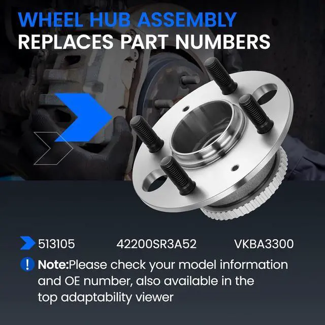 Alt view image 5 of 7 - 513105 Rear Wheel Bearing and Hub Assembly Compatible with Honda Civic 1992-2000 1.6L, Compatible with Acura Integra 1990-2001 1.8L, FWD, 2 PCS