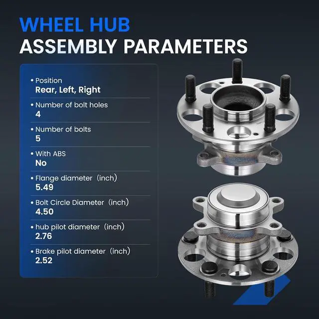 Alt view image 4 of 7 - 512450 Rear Wheel Bearing and Hub Assembly Compatible with Honda Civic 2013-2015 1.8L 2.4L, FWD, 1 PCS