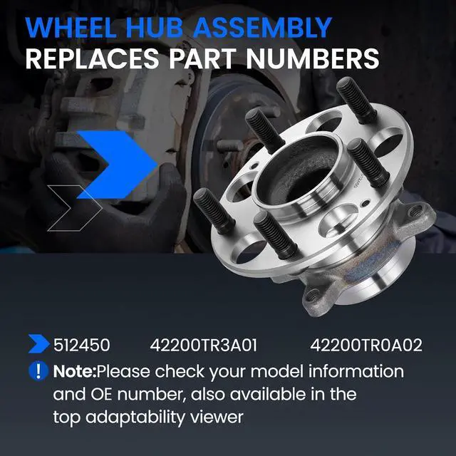Alt view image 5 of 7 - 512450 Rear Wheel Bearing and Hub Assembly Compatible with Honda Civic 2013-2015 1.8L 2.4L, FWD, 1 PCS