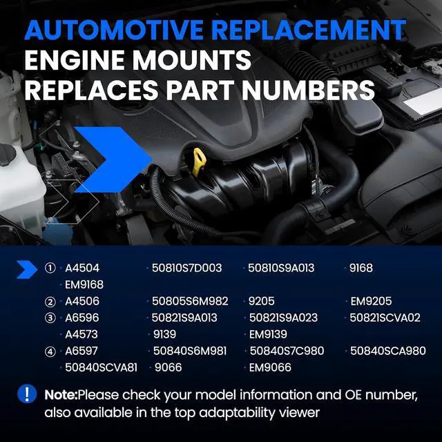 Alt view image 4 of 6 - Engine Motor and Transmission Mount Kit Set of 4 Compatible with Honda CR-V 2002-2006 L4 2.4L, Replace for A4504 A4506 A6596 A6597