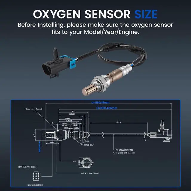 Alt view image 3 of 5 - Up & Downstream O2 Sensor for Chevy Silverado Sierra 2500HD/3500 Malibu Equinox, for Buick Regal Verano Lacrosse, 234-4673 12572707 12607145 Oxygen Sensor Replacement, 1PCS