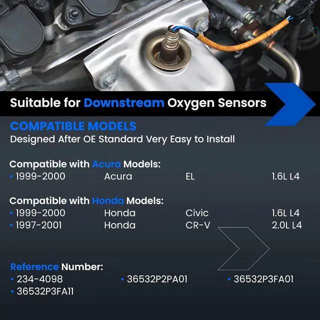 Alt view image 2 of 7 - Oxygen O2 Sensor 234-4098 Downstream Compatible with Acura EL 1999-2000 1.6L L4, Compatible with Honda Civic CR-V 2.0L, Oxygen Sensor Replacement, 36532P2PA01, 36532P3FA01, 36532P3FA11, 1PCS